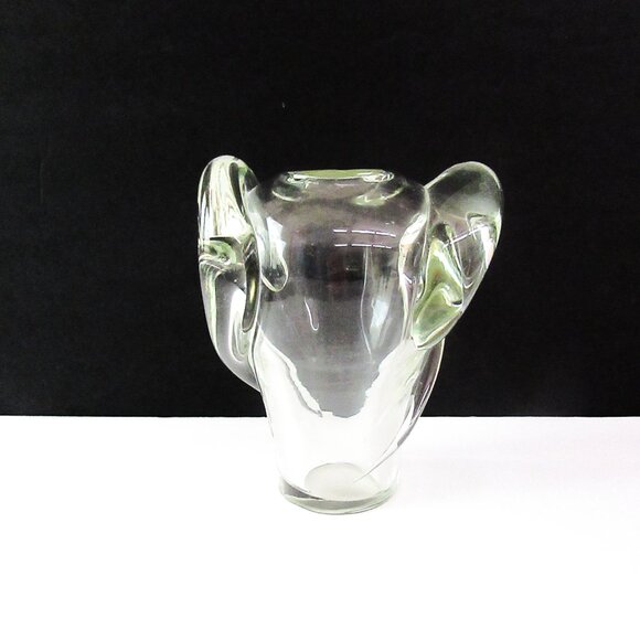Vintage Art Nouveau clear heavy crystal glass bud vase with side swirls - 6" - Picture 14 of 15